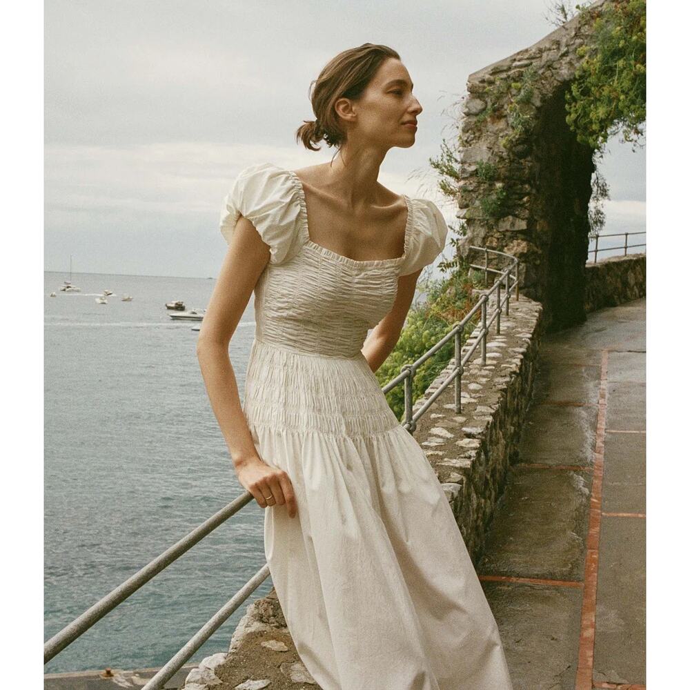 Doen Ivory Puff Sleeve Midi Dress